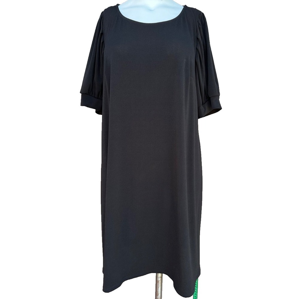 MSK Dress Womens 2X Black Puff Sleeve Knee Length Stretch Sheath Plus Sz Capsule